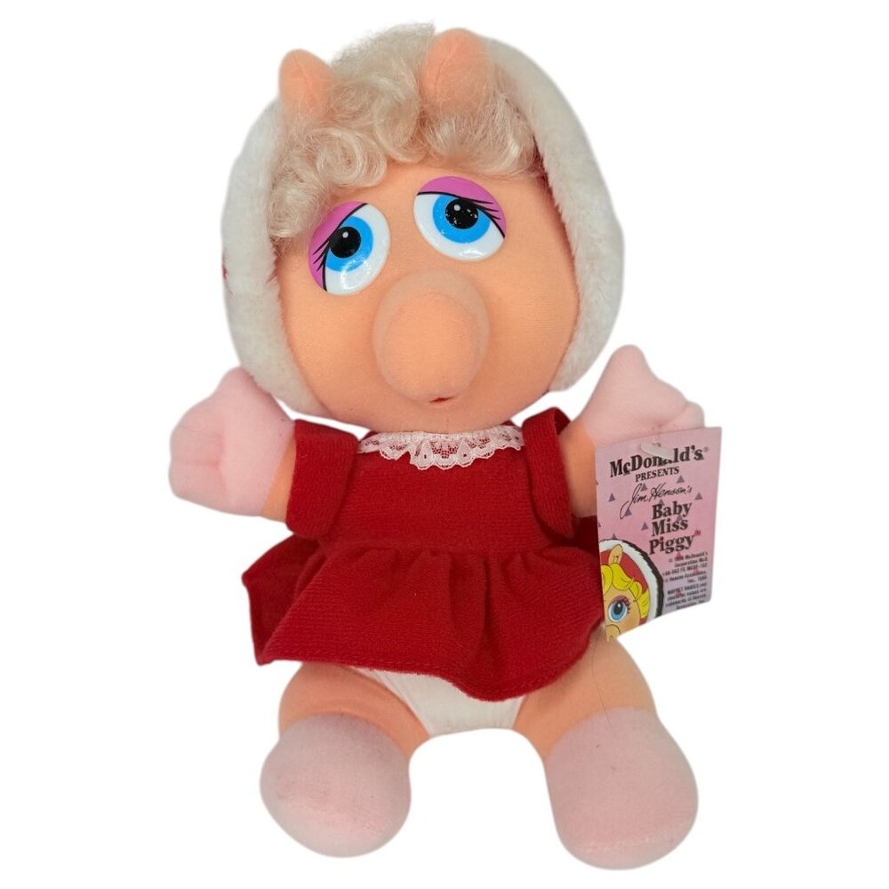 1987 McDonalds Miss Piggy Plush Doll Muppet Baby Christmas Jim Hensons Toy 10”